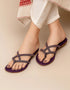 Iris Purple Beaded Flats with Criss-Cross Straps – Essence by Rubina